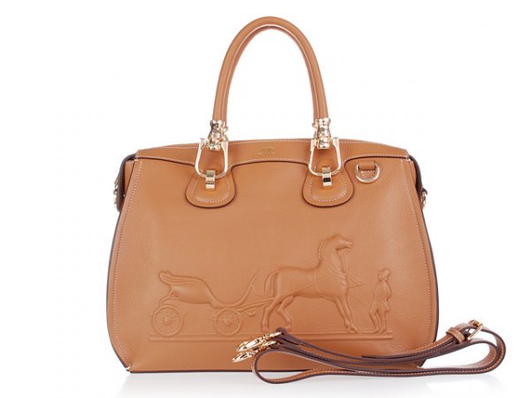 Hermes 2013 Horse Draw Carriage Embossed Brown Gold